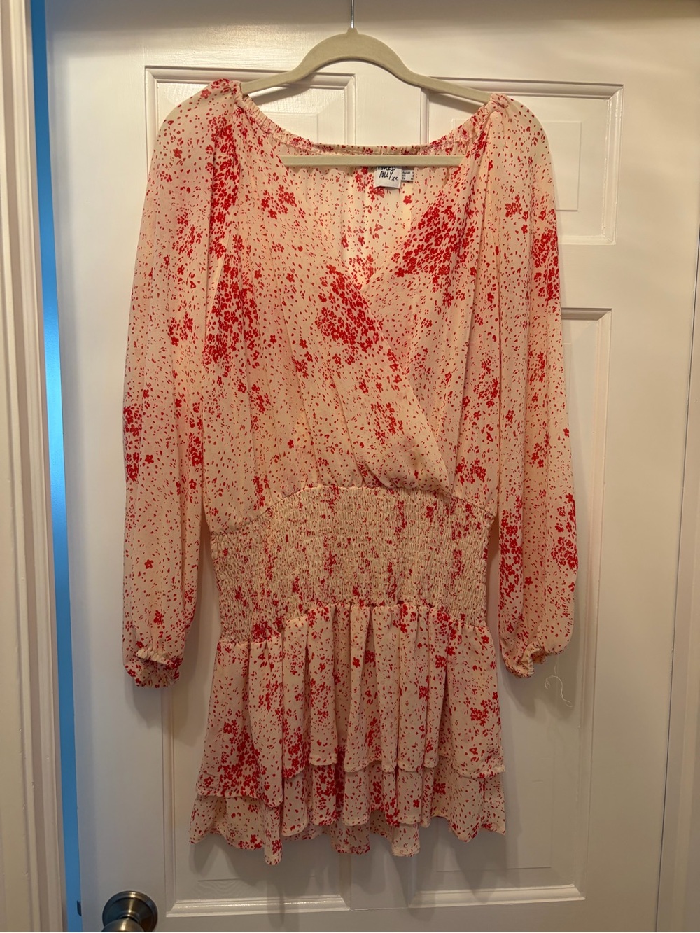 Princess Polly Cream Mini Dress with Red Floral & Speckled Print